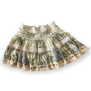 Camilla Printed Embellished Mini Skirt, Size M